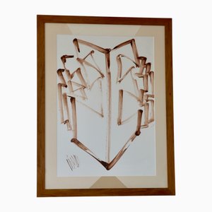 Antonio Violano, Masker, Tusche auf Papier, 1999, Gerahmt