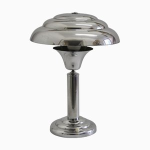 Large French Art Deco Chromed Table Lamp, 1930s