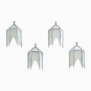 Lampade da parete in vetro tagliato di Jean Perzel, anni '30, set di 4