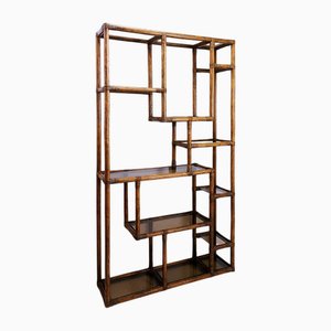 Deconstructed Bamboo and Smoked Glass Shelf, 1970s