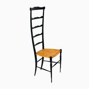 Silla italiana vintage con respaldo alto de escalera de Chiavari, años 40