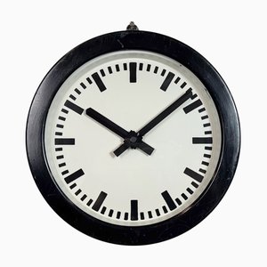 Horloge Murale Industrielle Smiths - Bakélite Marron - Milieu Du Siècle - UK