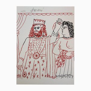 Alekos Fassianos, King and Andromache, Litografia originale firmata