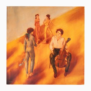 Mimmo Andriuoli, After the Musical Rehearsals, 1990s, Oil on Canvas