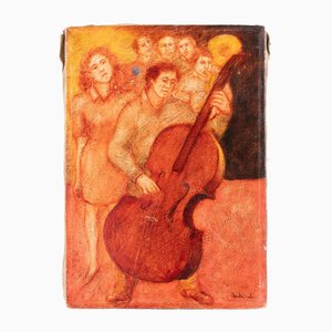 Mimmo Andriuoli, Cellos and Bass, 1990s, Oil on Canvas