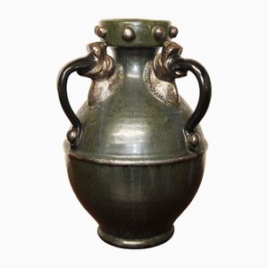 Vase mit 3 Henkeln und Griffen aus Nilpferdkopf, Roger Guerin zugeschrieben, 1930er