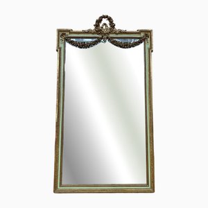 Louis XVI Style Mirror with Gold Leaf and Green Lacquer