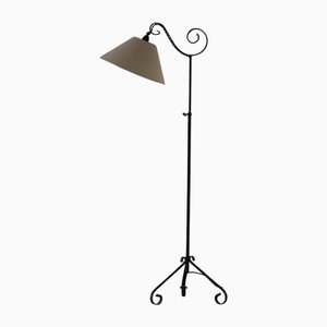 Lámpara de pie danesa Art Déco de hierro forjado con detalle de espiral, años 30