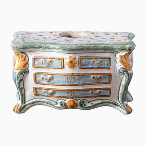 Celadon and Orange Faience Commode Bough Pot from Nevers, 18th Century