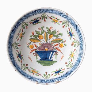 Dutch Delft Polychrome Floral Dish, 18th Century