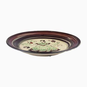 Large Ceramic Dish with Dancing Woman Motif from Kähler, Denmark, 1930s