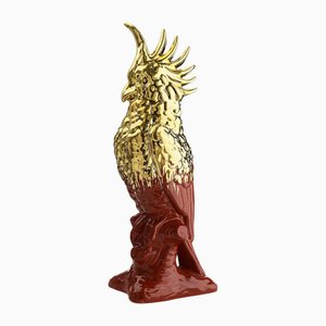 Scultura Pappagallo Cacatua di Marioni in ceramica