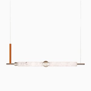 Zen Beam Pendant Lamp with Brown Sahara Leather Element by Alabastro Italiano