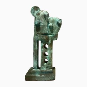 Oxidized Bronze Green Blue Metallized Mini Totem by Frederic Texier