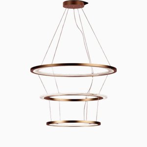 Yubiwa Lampada a sospensione con tre anelli di Alabastro Italiano