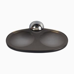 Porte-Savon Moderne en Verre Fumé et Métal Chrome de Fontana Arte, 1970s