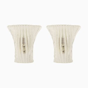 Lampade da parete in vetro di Murano trasparente, anni '60, set di 2