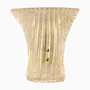Gerippte Wandlampe aus Bernsteinfarbenem & Goldenem Muranoglas, 1960er