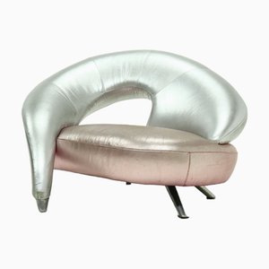 Leather Loveseat Sofa by Frédéric Amat for Poltromec Italia, 1980s