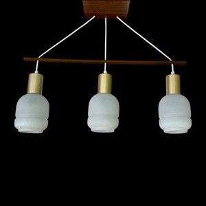 Danish Pendant Light in Glass and Teak, 1960s