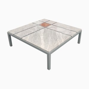 Intarsien Couchtisch aus weißem Carrara Marmor von Joaquín Moll für Meddel