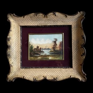 Lucio Cargnel, Paesaggio, Olio su cartone, anni '50, con cornice