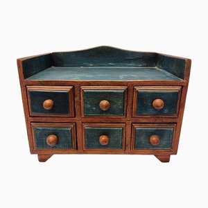 Miniatur Schmuck Schubladenschrank aus Holz, 1980er