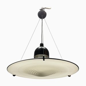 Architektonische Hängelampe aus Muranoglas in Schwarz & Weiß von Venini, 1980er