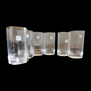 Long Hexagonal Crystal Drinking Glasses from Christian Dior, 1980s, Set of 6