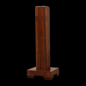 Art Deco Oak and Red Marble Pedestal or Side Table, France, 1920s