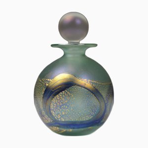 Iridescent Green and Blue Glass Perfume Bottle from Isle of Wight Studio Glass, 1970s