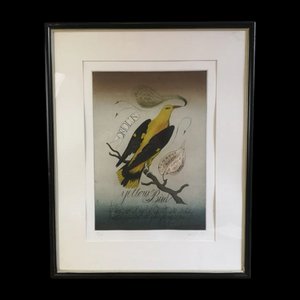 Alois Janak, Yellow Bird, 1987, Lithograph, Framed