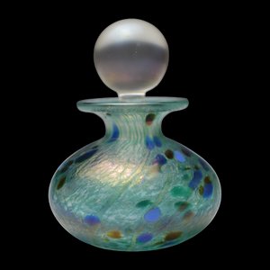 Iridescent Green and Blue Glass Perfume Bottle from Isle of Wight Studio, England, 1970s