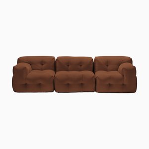 Divano a tre posti Not-a-Sofa in velluto color cioccolato di EMKO