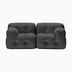 Not-a-Sofa Sofa aus dunkelgrauem Velours von EMKO
