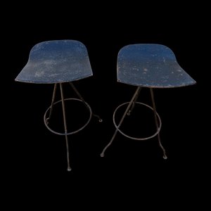 Industrielle Drehbare Barhocker aus Metall, 1950er, 2er Set