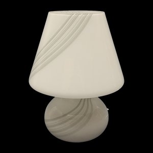 Modern White Spiral Murano Glass Mushroom Table Lamp, 1970s