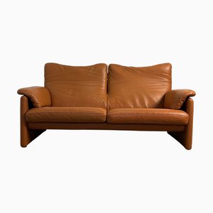 Maralunga Zwei-Sitzer Sofa aus Rehbraunem Leder von Vico Magistretti für Cassina, 1990er