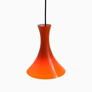 Orange Glass Trumpet Pendant Light by Peill & Putzler, 1960s