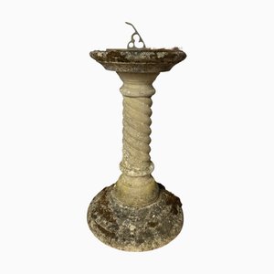 Stone Sundial Column with Barley Twist and Dial Inscription, 1940s