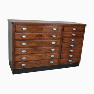 Französischer Vintage Apothekerschrank aus Eiche & Stoff, 1950er