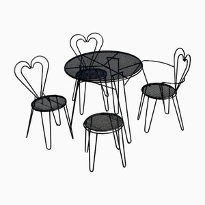 Wrought Iron Garden Furniture from Mathieu Matégot, 1950s, Set of 5