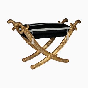 French Empire Sabre Stool in Gilt Beech, 20th Century