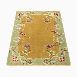 Rug in Brown and Green with Floral Patterns by Rug&Kilim
