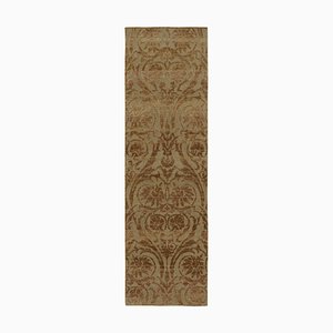 European Style Runner in Beige with Brown Floral Patterns by Rug&Kilim