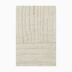 Rug in White with High-Low Geometric Patterns by Rug&Kilim