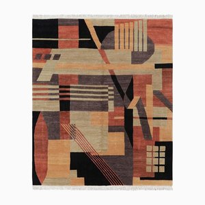 Tappeto in stile Art Déco beige-marrone con motivi geometrici di Rug&Kilim