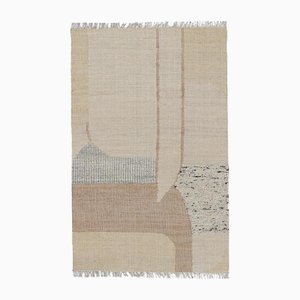 Abstraktes Flachgewebe mit cremefarbenen und beigefarbenen geometrischen Mustern von Rug&Kilim