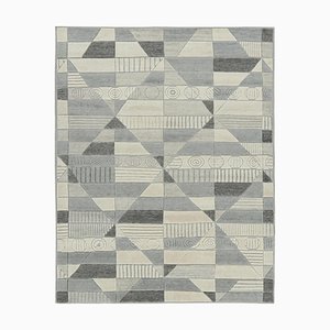 Scandinavian Rug in Gray with High-Low Geometric Patterns by Rug&Kilim