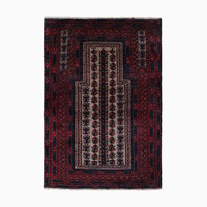 Baluch Tribal Rug in Burgundy with Geometric Patterns by Rug&Kilim